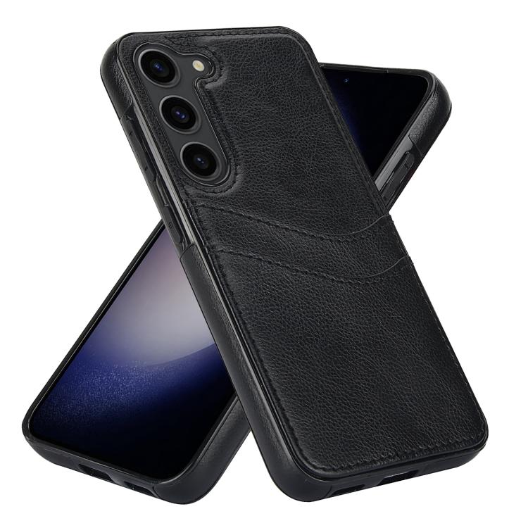 For Samsung Galaxy S25+ 5G Litchi Leather Skin Card Slots Phone Case