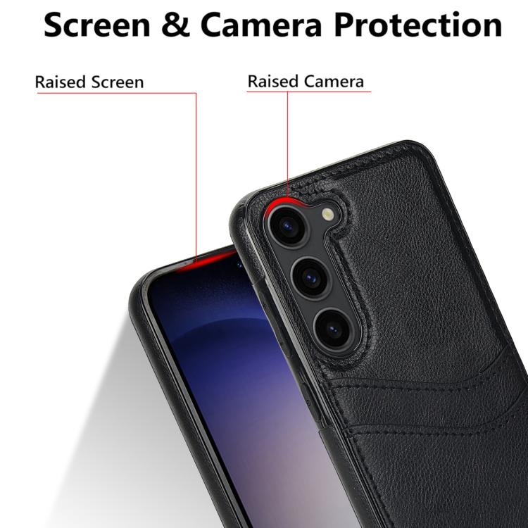For Samsung Galaxy S25+ 5G Litchi Leather Skin Card Slots Phone Case
