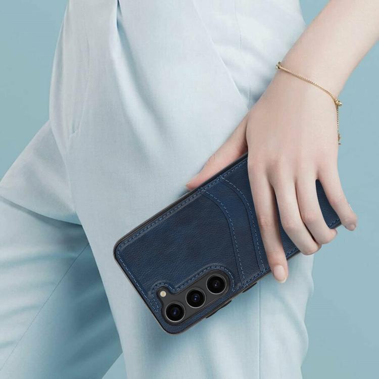 For Samsung Galaxy S25+ 5G Litchi Leather Skin Card Slots Phone Case