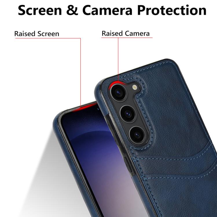 For Samsung Galaxy S25+ 5G Litchi Leather Skin Card Slots Phone Case