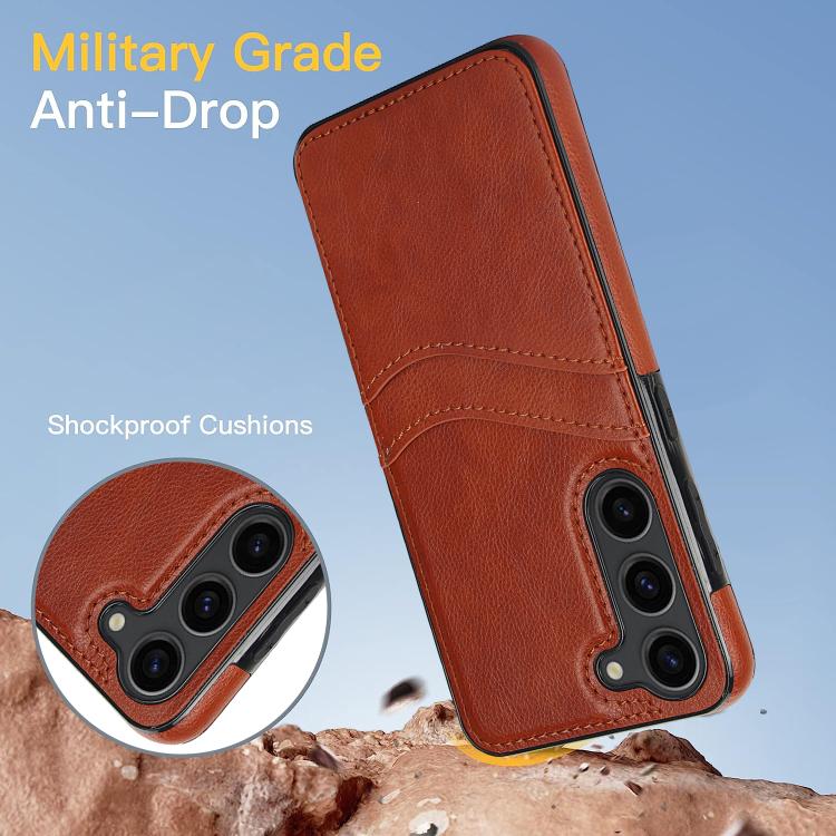 For Samsung Galaxy S25+ 5G Litchi Leather Skin Card Slots Phone Case