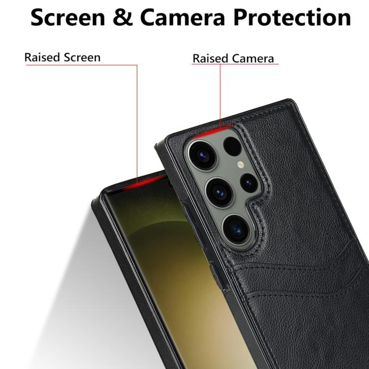 For Samsung Galaxy S25 Ultra 5G Litchi Leather Skin Card Slots Phone Case