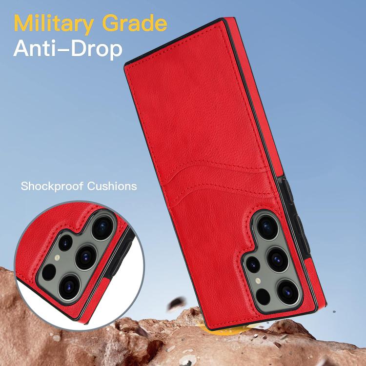 For Samsung Galaxy S25 Ultra 5G Litchi Leather Skin Card Slots Phone Case