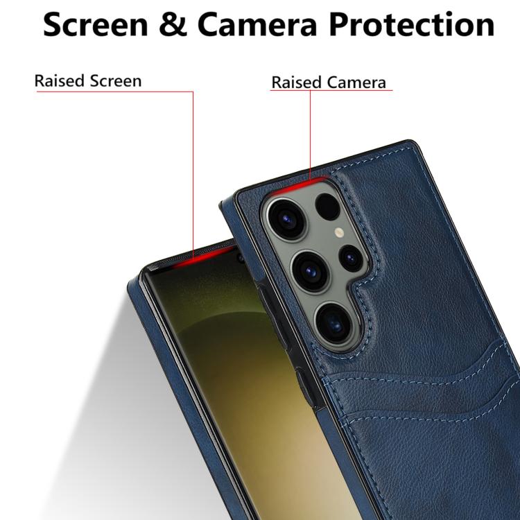 For Samsung Galaxy S25 Ultra 5G Litchi Leather Skin Card Slots Phone Case