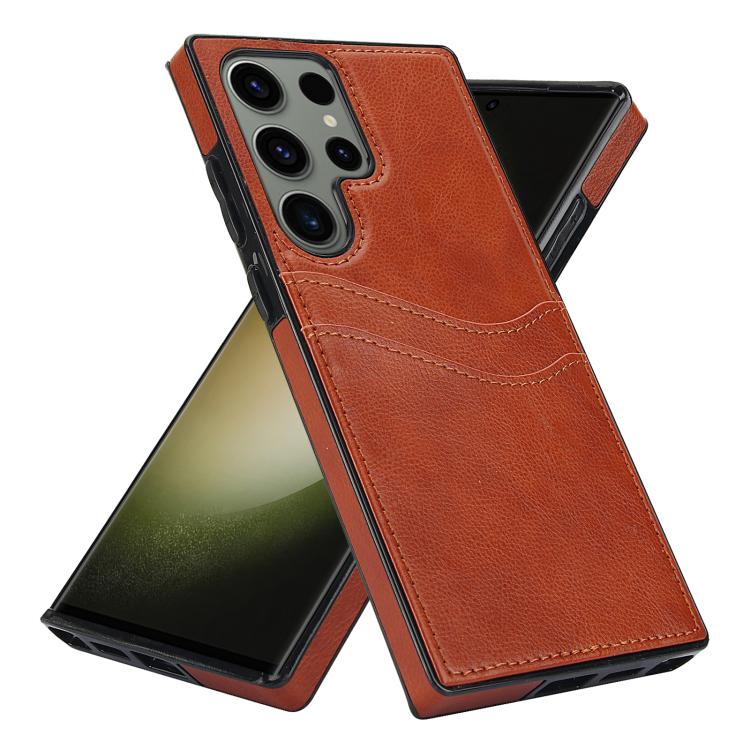 For Samsung Galaxy S25 Ultra 5G Litchi Leather Skin Card Slots Phone Case