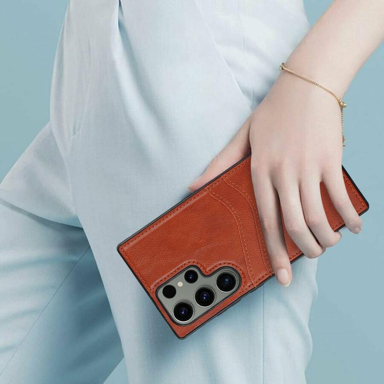For Samsung Galaxy S25 Ultra 5G Litchi Leather Skin Card Slots Phone Case