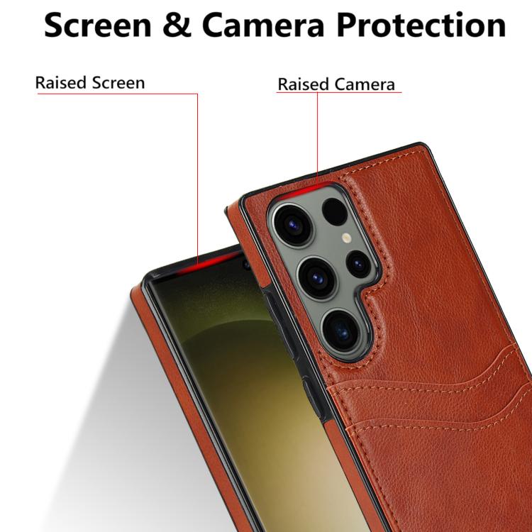 For Samsung Galaxy S25 Ultra 5G Litchi Leather Skin Card Slots Phone Case