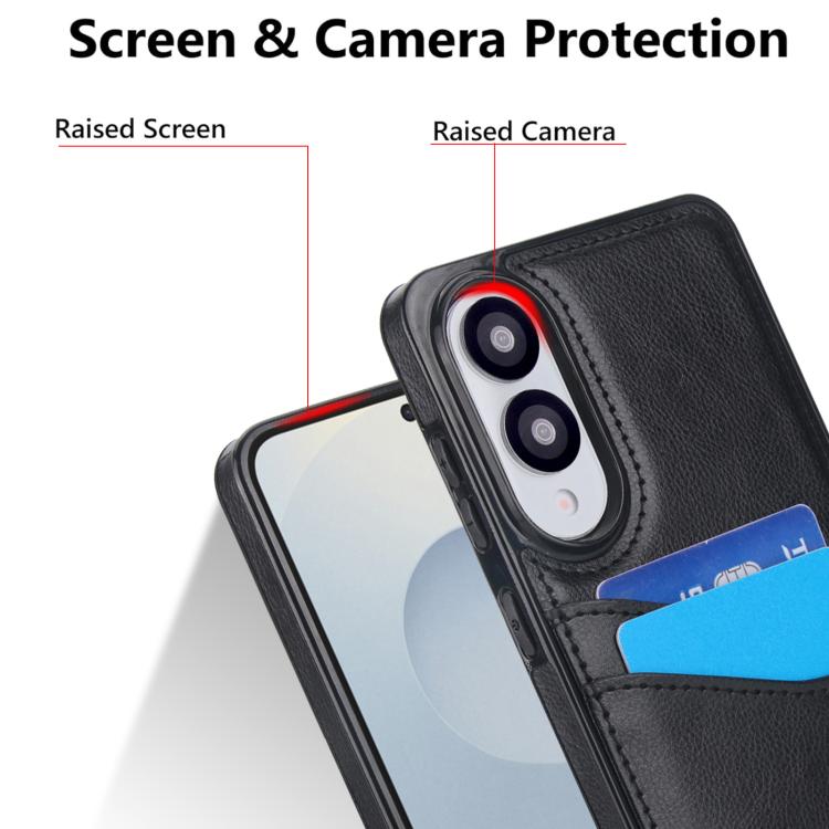 For Samsung Galaxy S25 Edge 5G Litchi Leather Skin Card Slots Phone Case