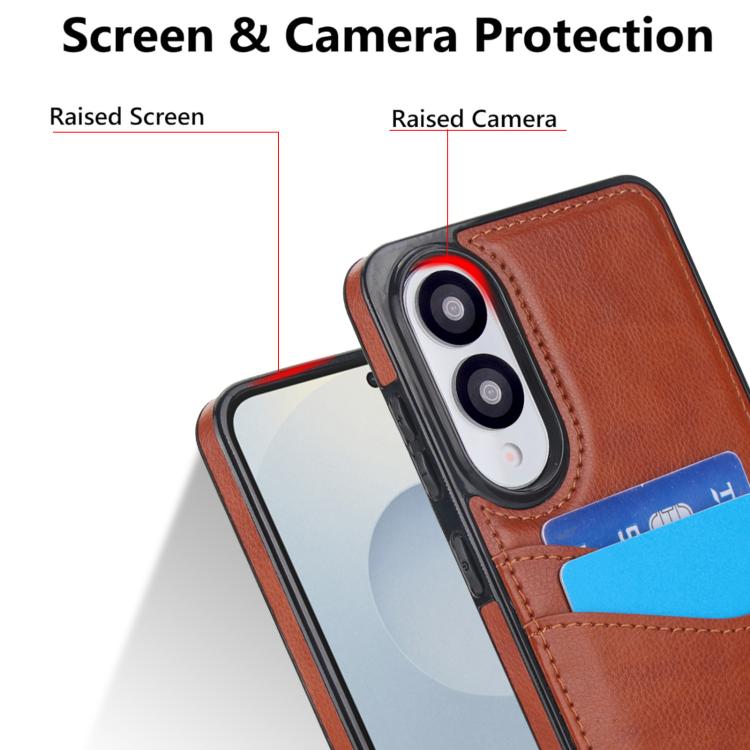 For Samsung Galaxy S25 Edge 5G Litchi Leather Skin Card Slots Phone Case