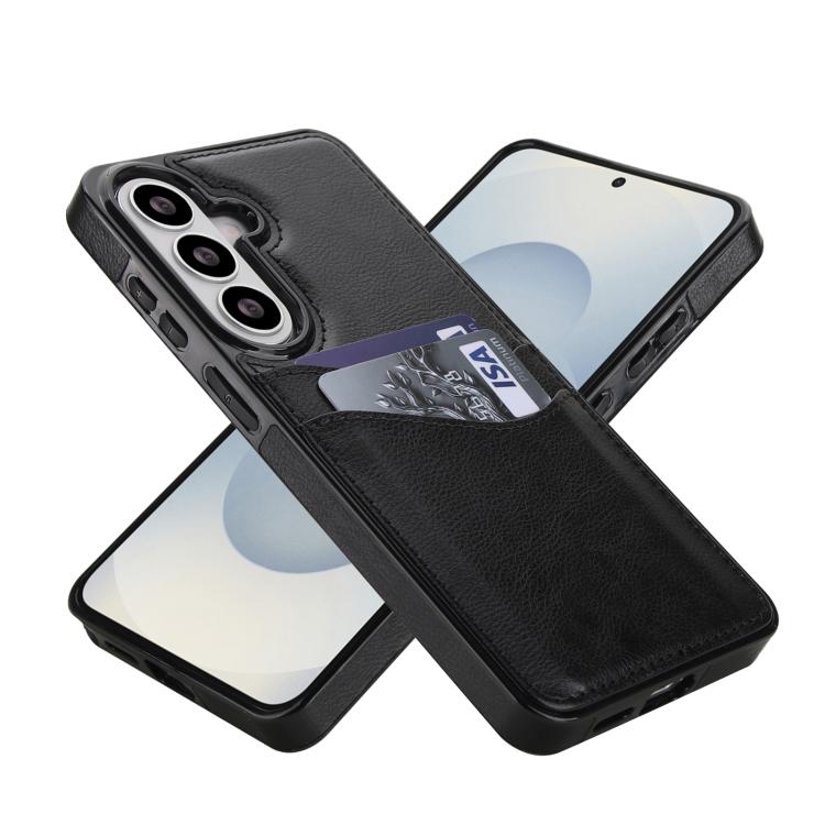 For Samsung Galaxy S26+ 5G Litchi Leather Skin Card Slots Phone Case