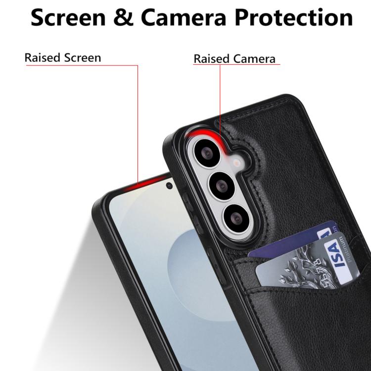 For Samsung Galaxy S26+ 5G Litchi Leather Skin Card Slots Phone Case