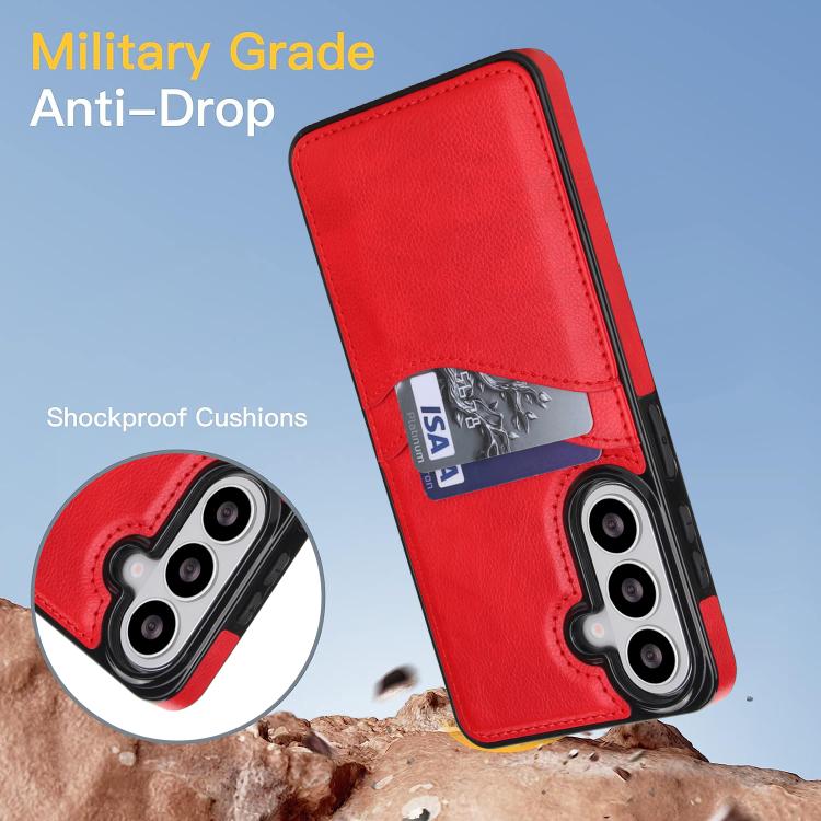 For Samsung Galaxy S26+ 5G Litchi Leather Skin Card Slots Phone Case