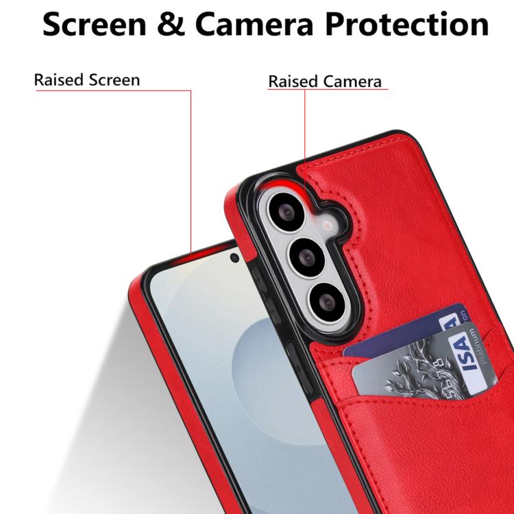 For Samsung Galaxy S26+ 5G Litchi Leather Skin Card Slots Phone Case