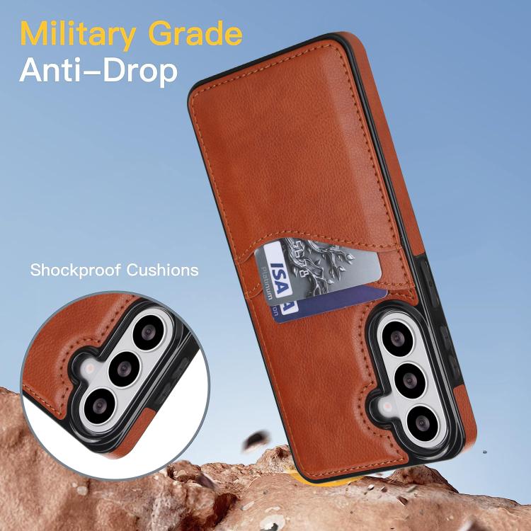 For Samsung Galaxy S26+ 5G Litchi Leather Skin Card Slots Phone Case