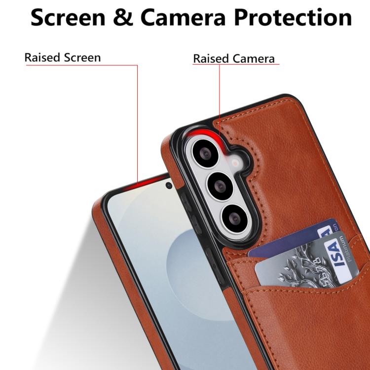 For Samsung Galaxy S26+ 5G Litchi Leather Skin Card Slots Phone Case