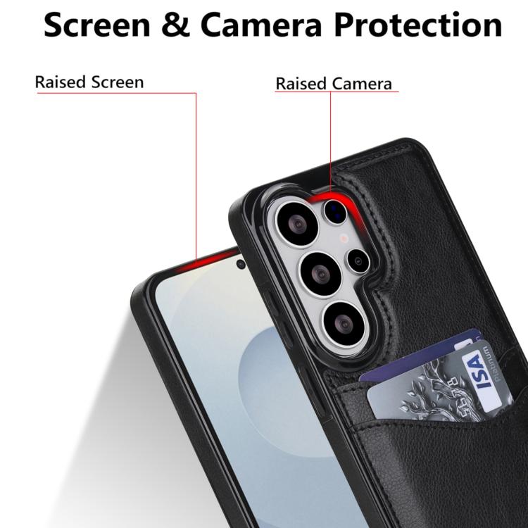 For Samsung Galaxy S26 Ultra 5G Litchi Leather Skin Card Slots Phone Case