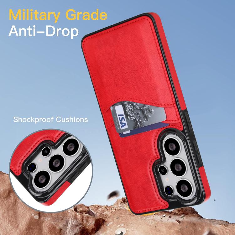 For Samsung Galaxy S26 Ultra 5G Litchi Leather Skin Card Slots Phone Case