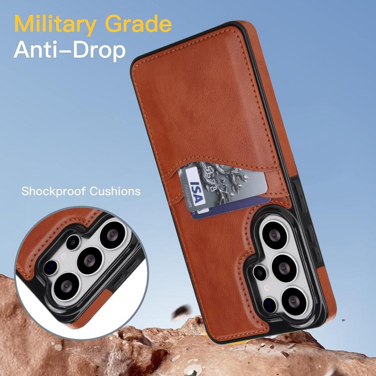 For Samsung Galaxy S26 Ultra 5G Litchi Leather Skin Card Slots Phone Case