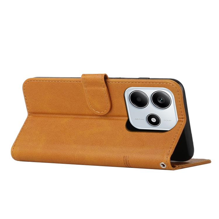 For Redmi Note 14 4G 163.25mm Stitching Calf Texture Buckle Leather Phone Case