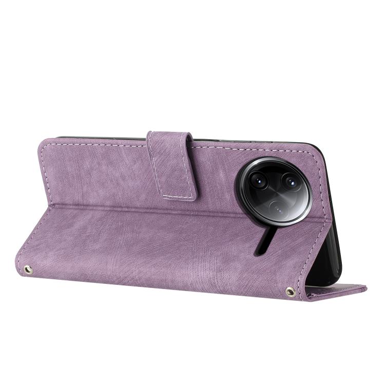 For Redmi K80 / K80 Pro Skin Feel Stripe Pattern Leather Phone Case with Lanyard