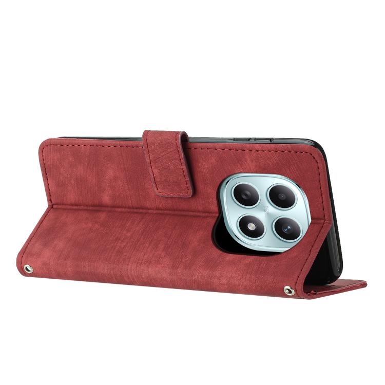For Redmi Note 15 4G / 5G Global 164mm Skin Feel Stripe Pattern Leather Phone Case with Lanyard