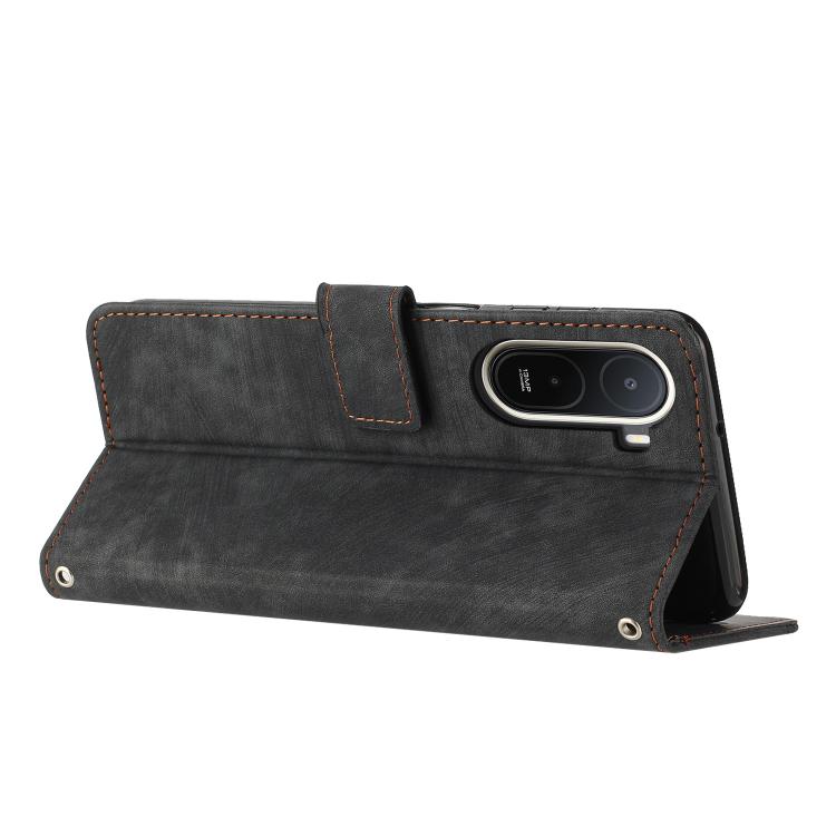 For Redmi A7 Pro 4G 171mm Skin Feel Stripe Pattern Leather Phone Case with Lanyard