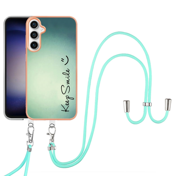 For Samsung Galaxy S24 FE 5G Electroplating Dual-side IMD Phone Case with Lanyard