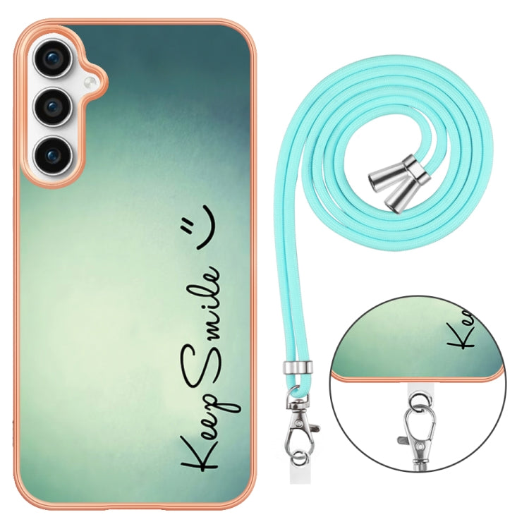 For Samsung Galaxy S24 FE 5G Electroplating Dual-side IMD Phone Case with Lanyard