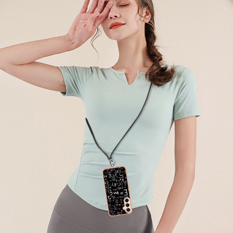 For Samsung Galaxy S24 FE 5G Electroplating Dual-side IMD Phone Case with Lanyard