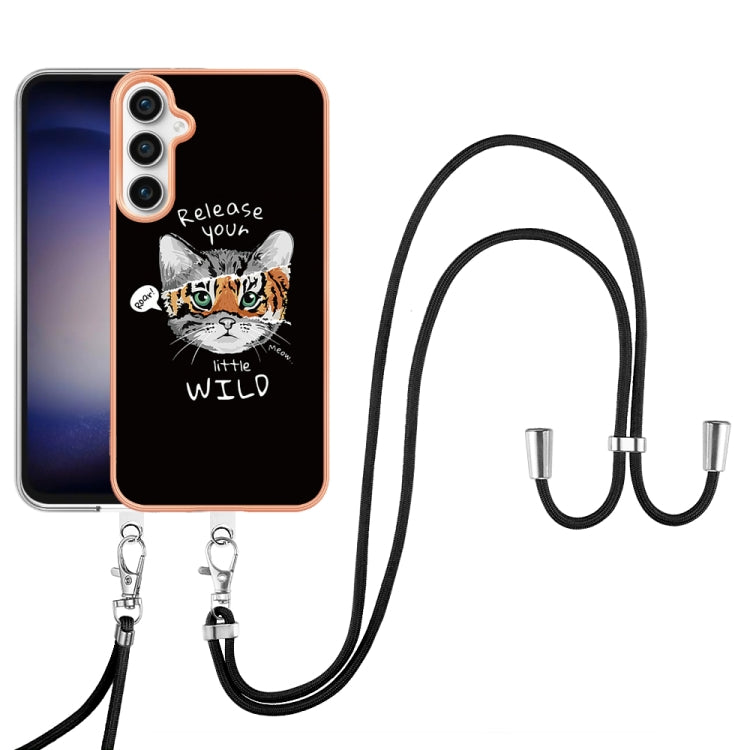For Samsung Galaxy S24 FE 5G Electroplating Dual-side IMD Phone Case with Lanyard