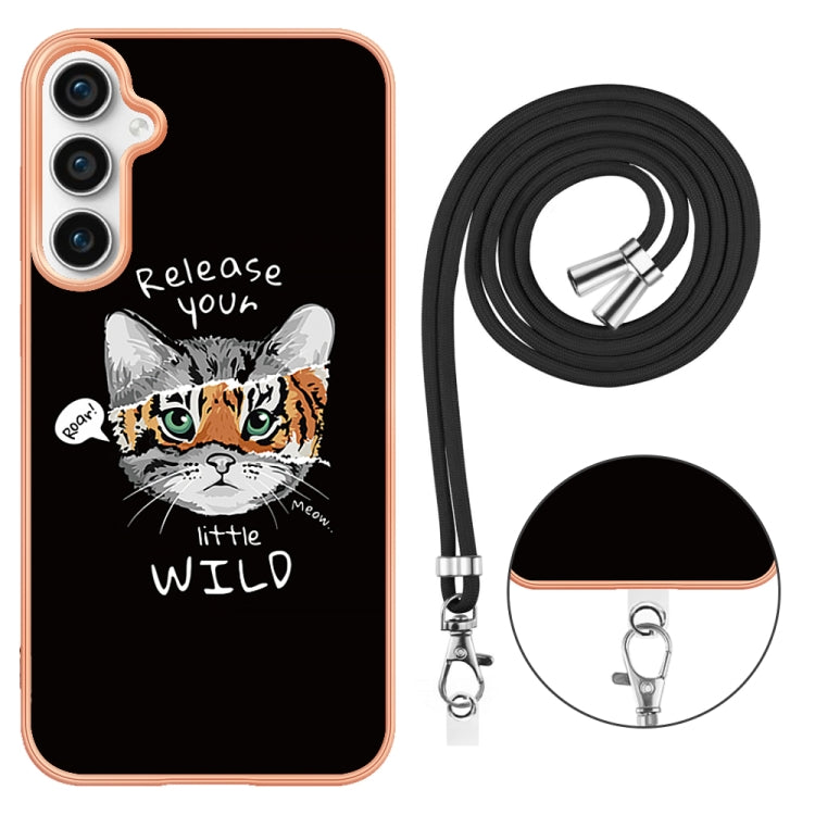 For Samsung Galaxy S24 FE 5G Electroplating Dual-side IMD Phone Case with Lanyard