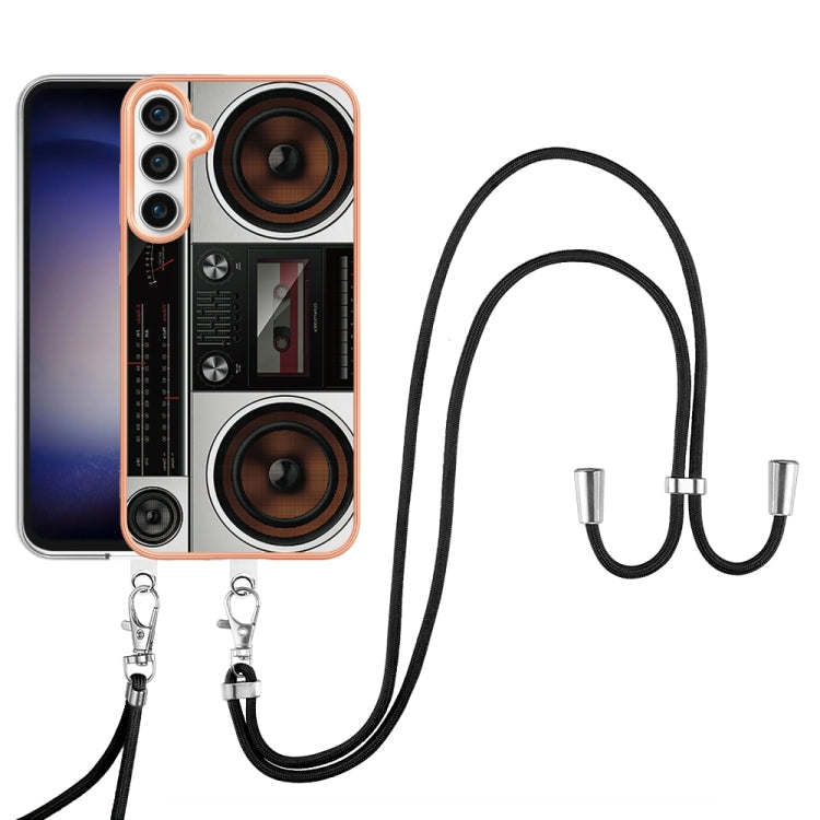 For Samsung Galaxy S24 FE 5G Electroplating Dual-side IMD Phone Case with Lanyard
