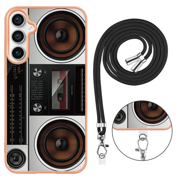 For Samsung Galaxy S24 FE 5G Electroplating Dual-side IMD Phone Case with Lanyard