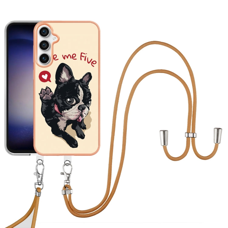 For Samsung Galaxy S24 FE 5G Electroplating Dual-side IMD Phone Case with Lanyard