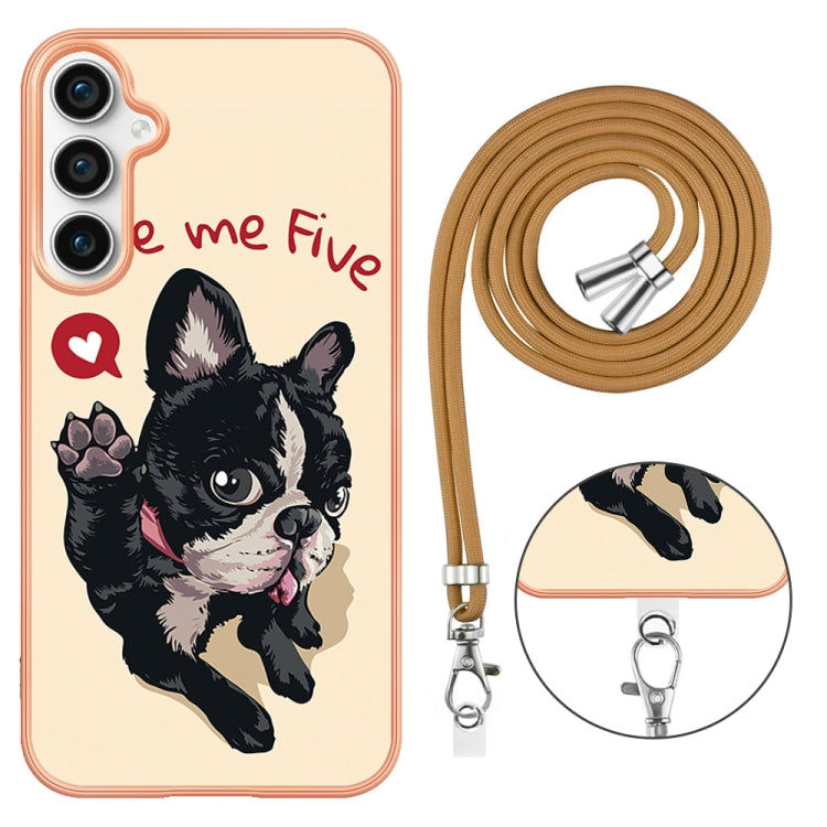 For Samsung Galaxy S24 FE 5G Electroplating Dual-side IMD Phone Case with Lanyard