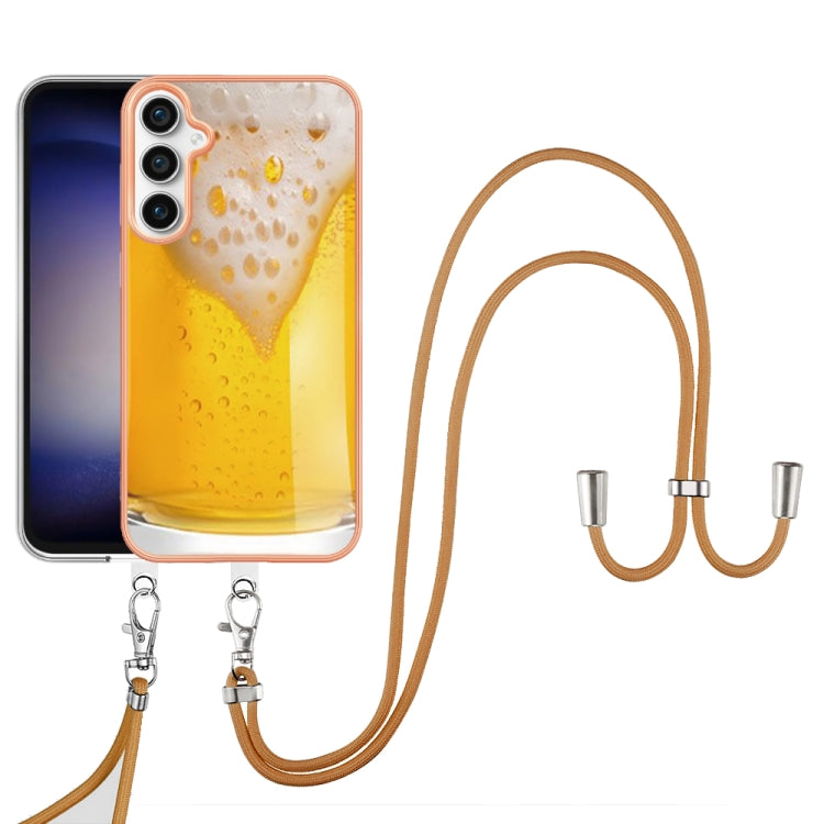 For Samsung Galaxy S24 FE 5G Electroplating Dual-side IMD Phone Case with Lanyard