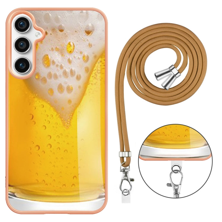 For Samsung Galaxy S24 FE 5G Electroplating Dual-side IMD Phone Case with Lanyard