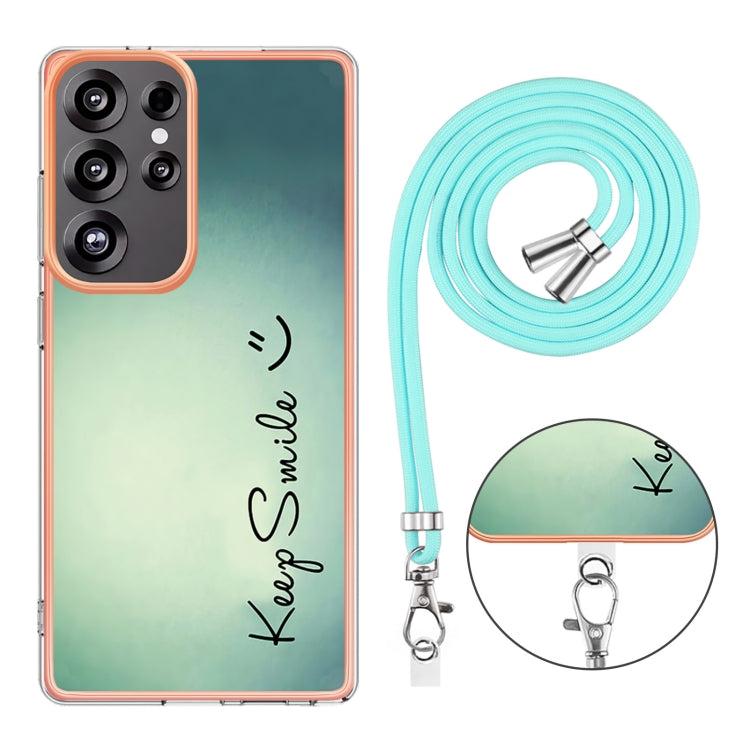 For Samsung Galaxy S25 Ultra 5G Electroplating Dual-side IMD Phone Case with Lanyard