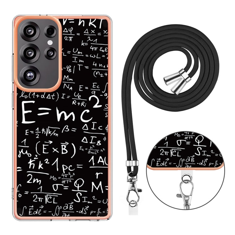 For Samsung Galaxy S25 Ultra 5G Electroplating Dual-side IMD Phone Case with Lanyard