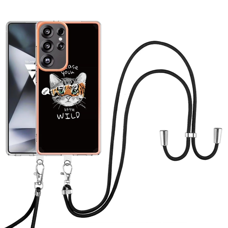 For Samsung Galaxy S25 Ultra 5G Electroplating Dual-side IMD Phone Case with Lanyard