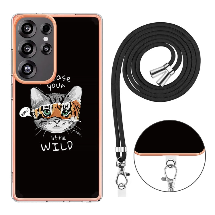 For Samsung Galaxy S25 Ultra 5G Electroplating Dual-side IMD Phone Case with Lanyard
