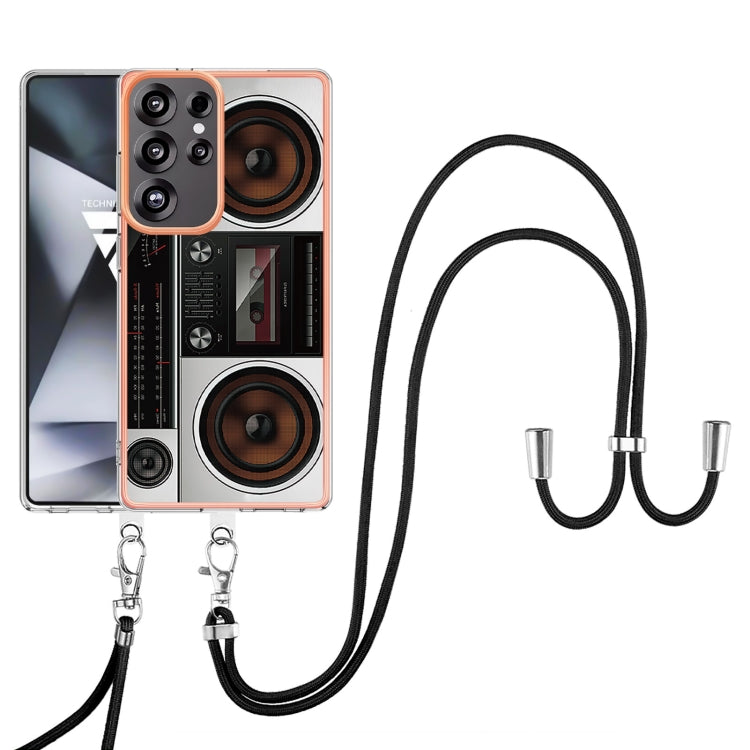 For Samsung Galaxy S25 Ultra 5G Electroplating Dual-side IMD Phone Case with Lanyard