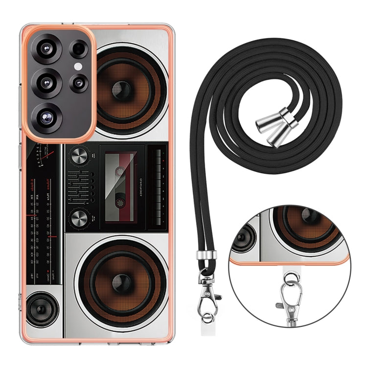 For Samsung Galaxy S25 Ultra 5G Electroplating Dual-side IMD Phone Case with Lanyard