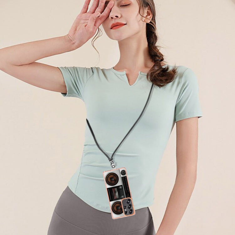 For Samsung Galaxy S25 Ultra 5G Electroplating Dual-side IMD Phone Case with Lanyard