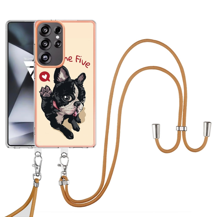 For Samsung Galaxy S25 Ultra 5G Electroplating Dual-side IMD Phone Case with Lanyard