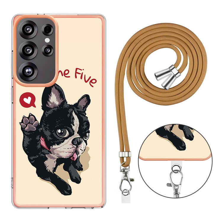 For Samsung Galaxy S25 Ultra 5G Electroplating Dual-side IMD Phone Case with Lanyard