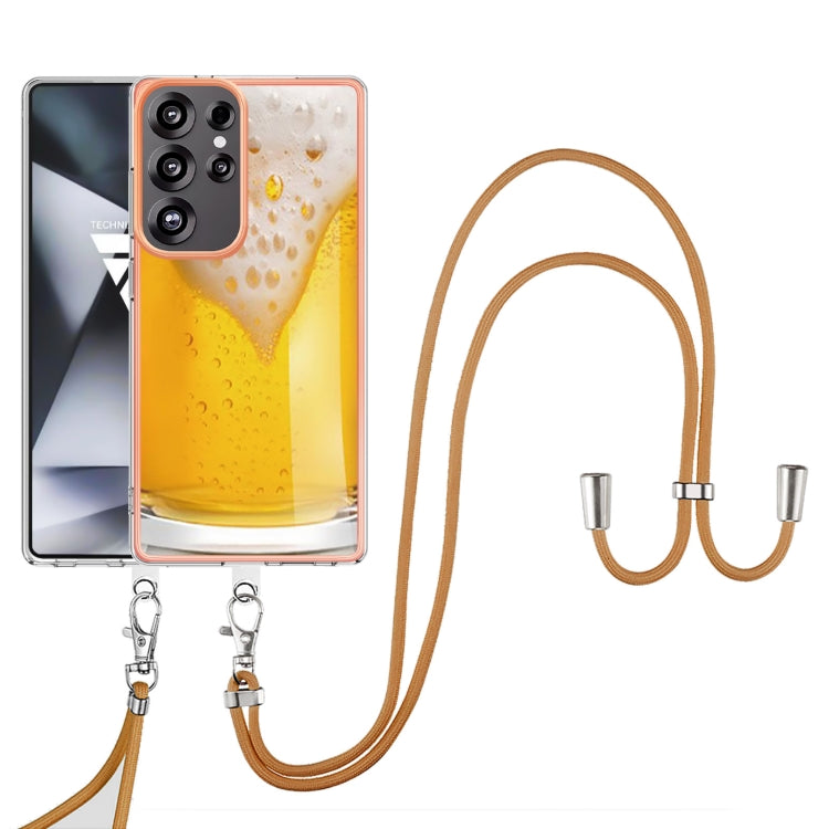 For Samsung Galaxy S25 Ultra 5G Electroplating Dual-side IMD Phone Case with Lanyard