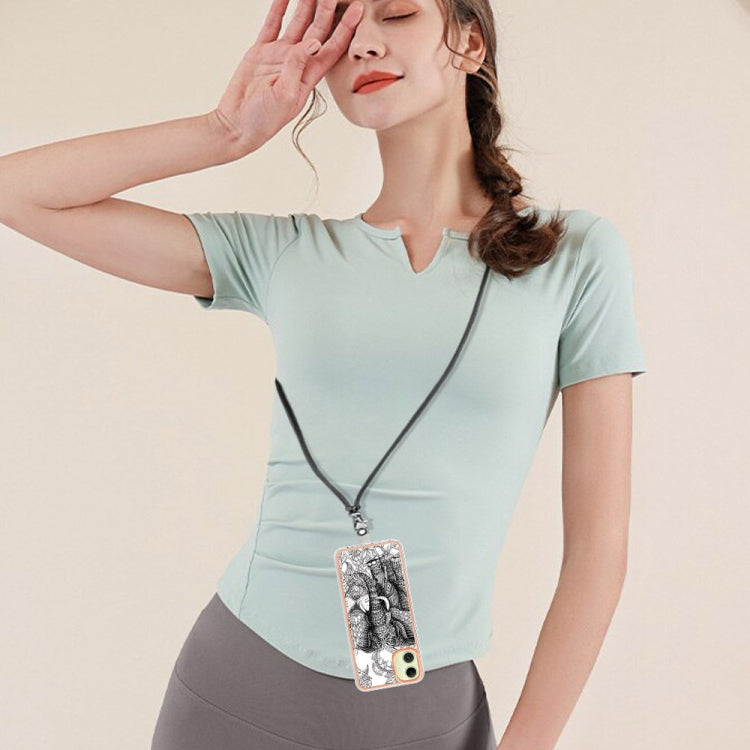 For Samsung Galaxy A06 4G Electroplating Dual-side IMD Phone Case with Lanyard