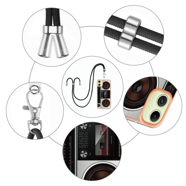 For Samsung Galaxy A06 4G Electroplating Dual-side IMD Phone Case with Lanyard