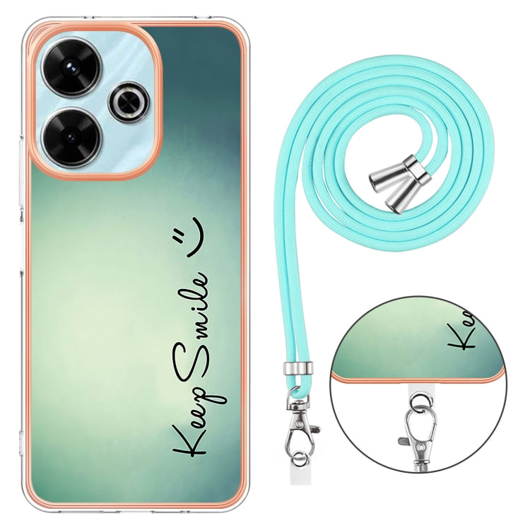 For Redmi 13 4G Electroplating Dual-side IMD Phone Case with Lanyard